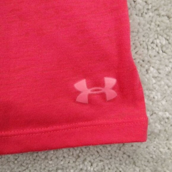 Under Armour Shirt Womens Extra Large Pink Short Sleeve V-Neck Heatgear Stretch - Picture 4 of 8